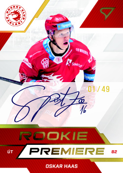 Oskar Haas Trinec Tipsport ELH 2022/23 SportZoo 2. serie Rookie Premiere Auto /49 #RPS-OH